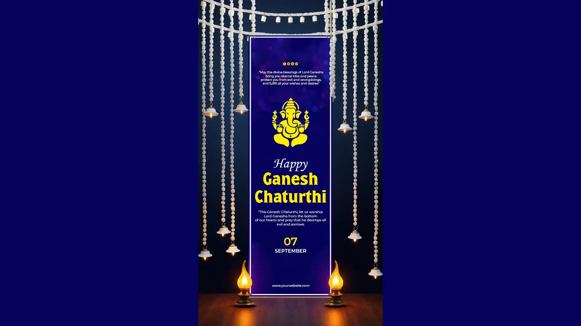 Elegant Ganesh Chaturthi Instagram Story with Deep Blue and Yellow Design image